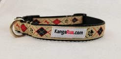 Bones & Paws on Tan Argyle - 3/4" Collar