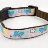 Butterfly & Spring Flowers on Light Pink - 1" Collar