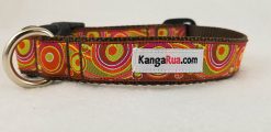 Orange & Green Orbs on Brown - 1" Collar