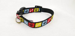 Paws & Bones in Squares on Black - 3/4" Collar