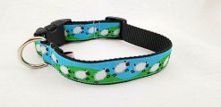 Sheep on Blue & Green - 1" Collar