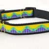 Wavy Dots Yellow Green Purple - 1" Collar