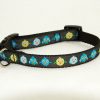 Little Birds in Blues & Green on Black - 3/4" Collar
