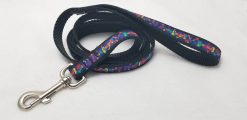 Multi-Color Bones on Black - 6' Leash - 3/4" Width