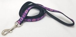 Pink & Purple Flowers on Purple - 6' Leash - 1" Width